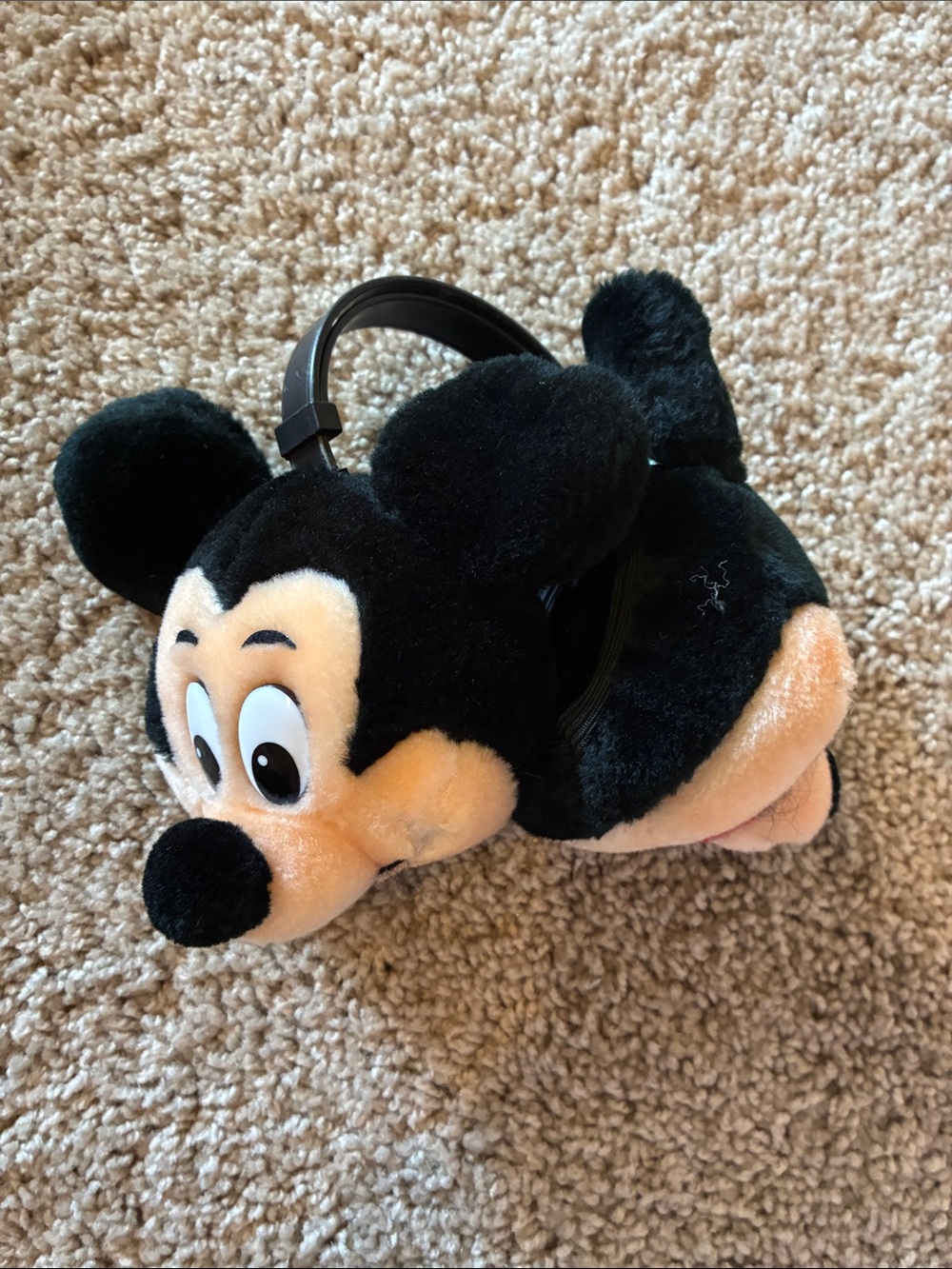 Vintage Black Mickey Mouse Plush Headband Earmuffs